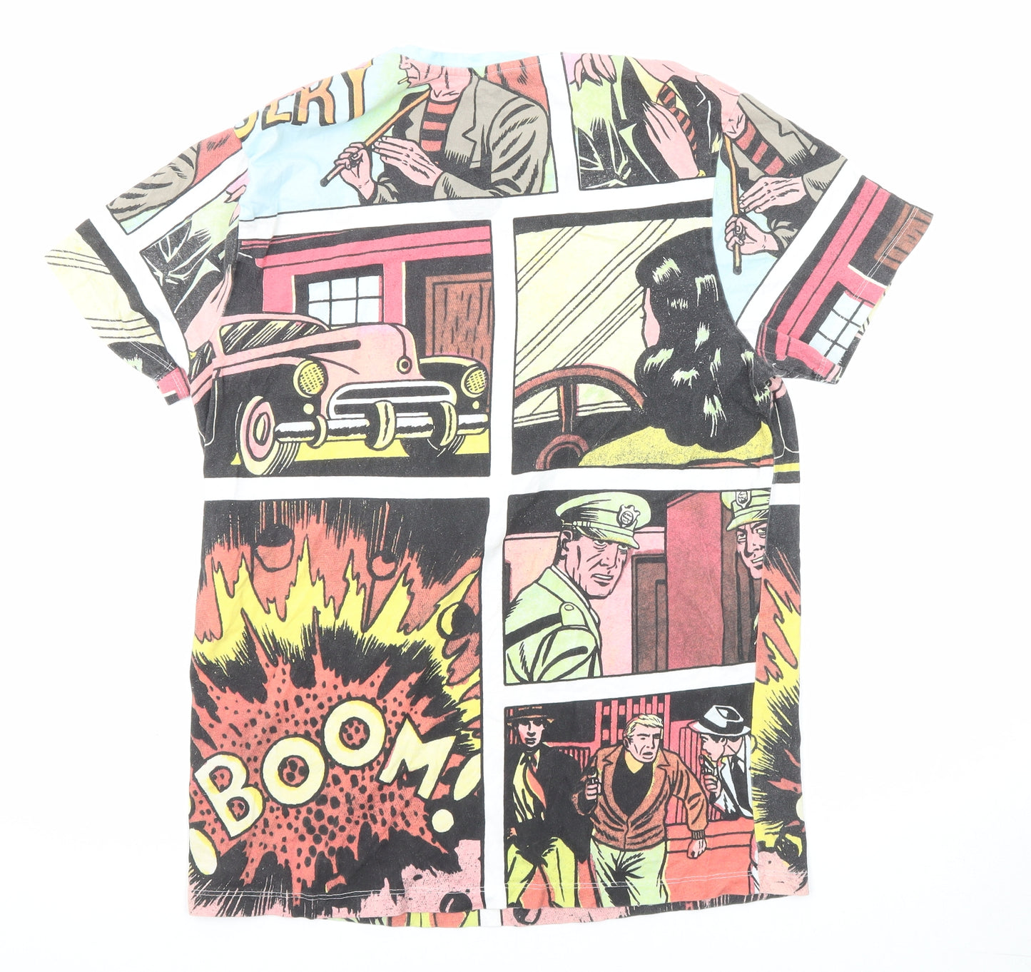 House Clothing Mens Multicoloured Polyester T-Shirt Size M Round Neck - Comic book print