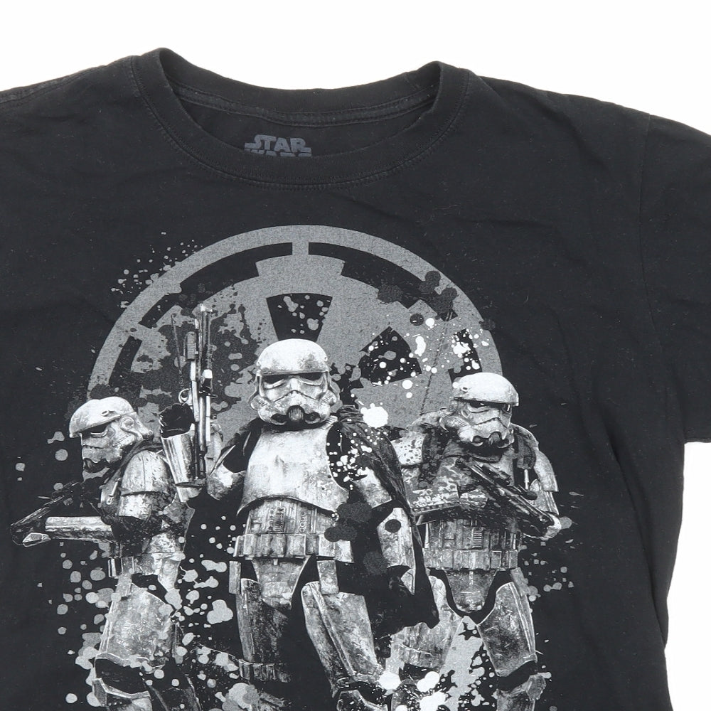 Star Wars Mens Black Polyester T-Shirt Size M Round Neck - stormtrooper