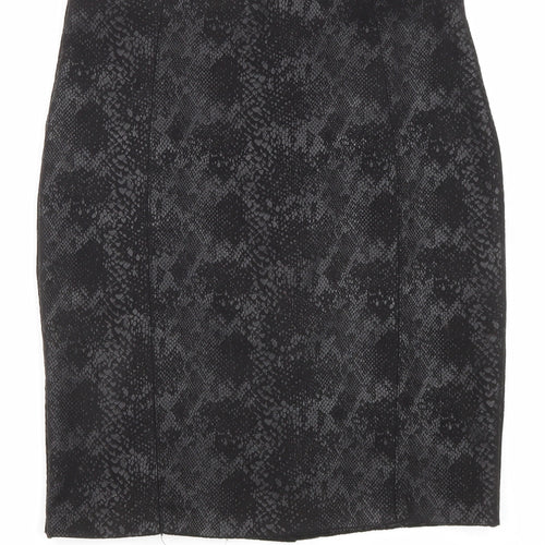 Capsule Womens Black Animal Print Polyester Straight & Pencil Skirt Size XS Zip - Snakeskin pattern