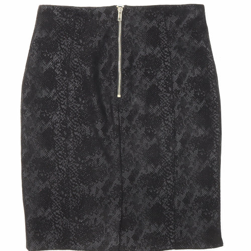 Capsule Womens Black Animal Print Polyester Straight & Pencil Skirt Size XS Zip - Snakeskin pattern