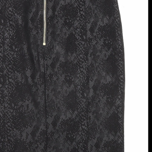 Capsule Womens Black Animal Print Polyester Straight & Pencil Skirt Size XS Zip - Snakeskin pattern