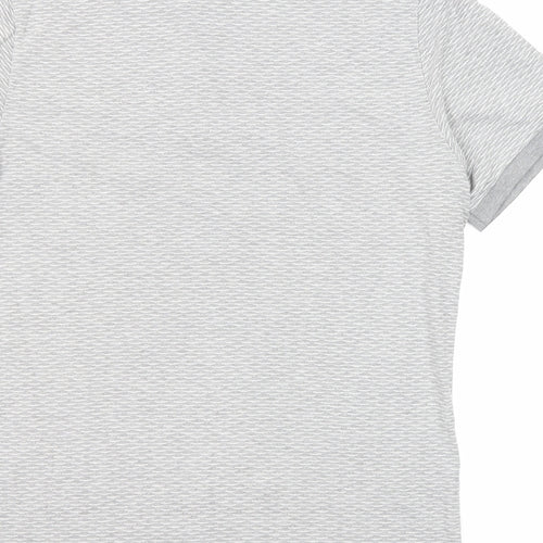 River Island Mens Grey Geometric Cotton Polo Size M Collared Button