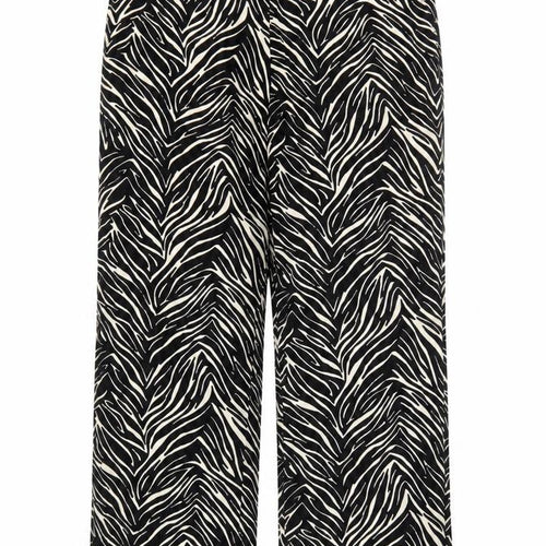 Capsule Womens Black Animal Print Linen Trousers Size 38 in Regular Zip
