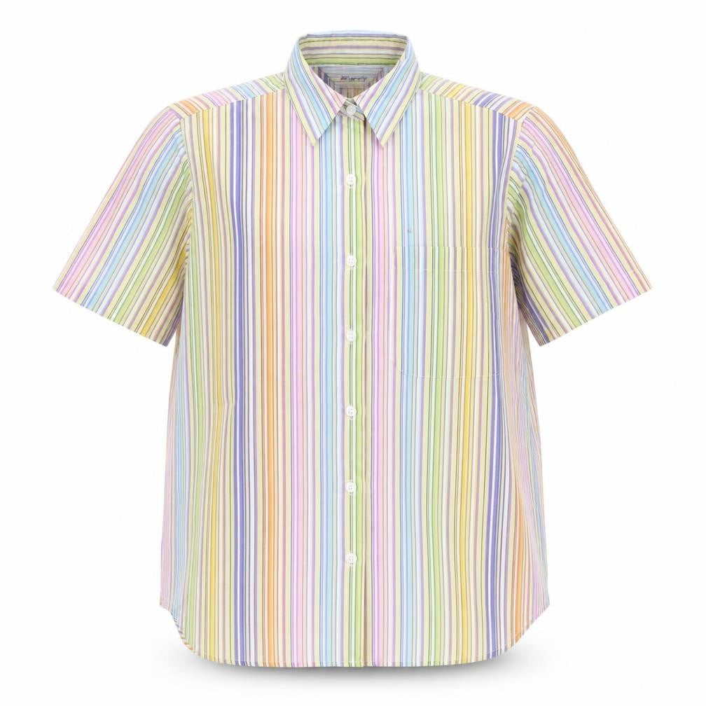 Damart Womens Multicoloured Striped Polyester Basic Button-Up Size 12 Collared
