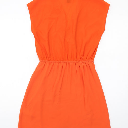 H&M Womens Orange Polyester A-Line Size 8 V-Neck Pullover