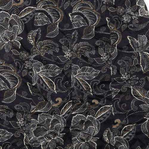 Roman Womens Black Floral Viscose A-Line Skirt Size 18 Zip