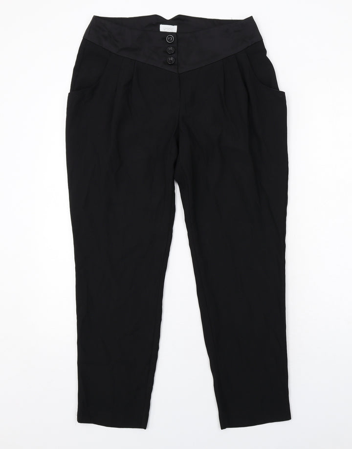 Untold Womens Black Polyester Trousers Size 10 Regular Zip