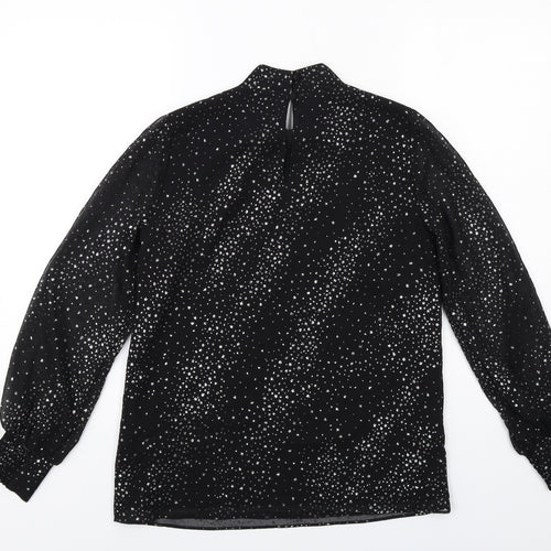 Oasis Womens Black Polyester Basic Blouse Size 6 Mock Neck