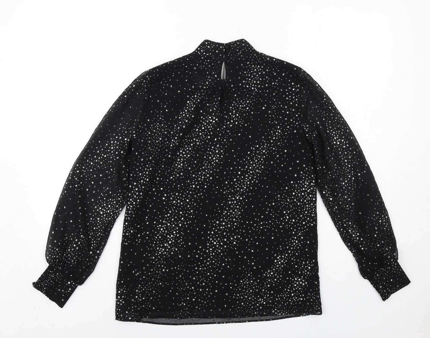 Oasis Womens Black Polyester Basic Blouse Size 6 Mock Neck
