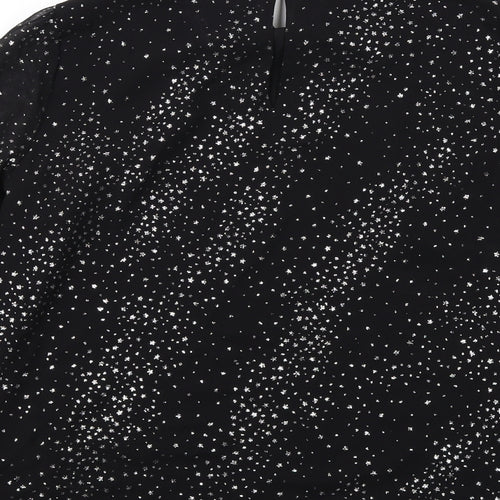 Oasis Womens Black Polyester Basic Blouse Size 6 Mock Neck
