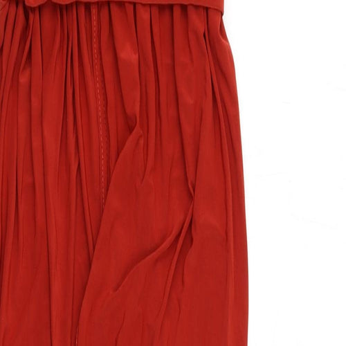Boohoo Womens Red Polyester Maxi Size 8 V-Neck Pullover