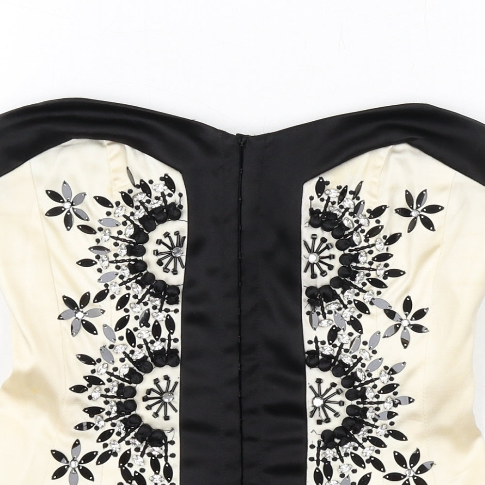 Warehouse Womens Ivory Acetate Basic Tank Size 8 Sweetheart - Corset Style