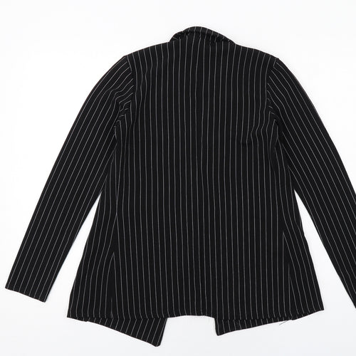 PRETTYLITTLETHING Womens Black Striped Jacket Blazer Size S