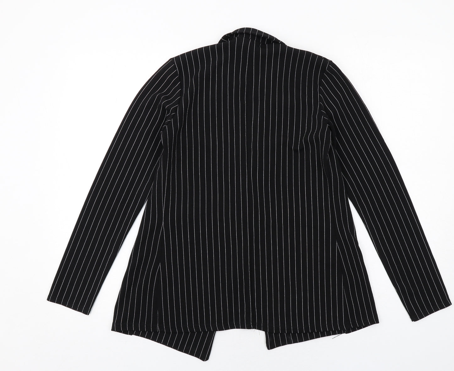 PRETTYLITTLETHING Womens Black Striped Jacket Blazer Size S