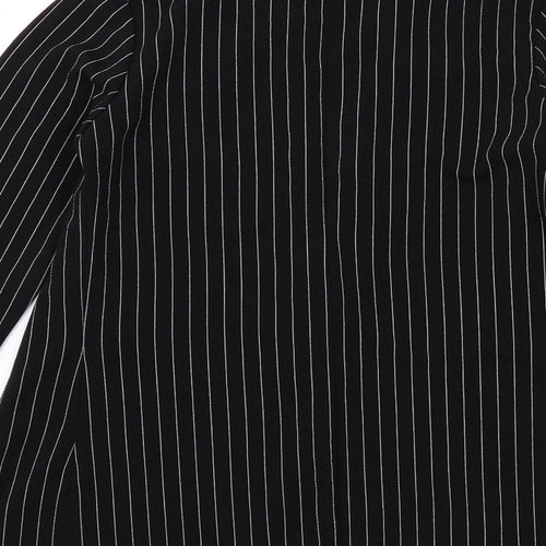 PRETTYLITTLETHING Womens Black Striped Jacket Blazer Size S