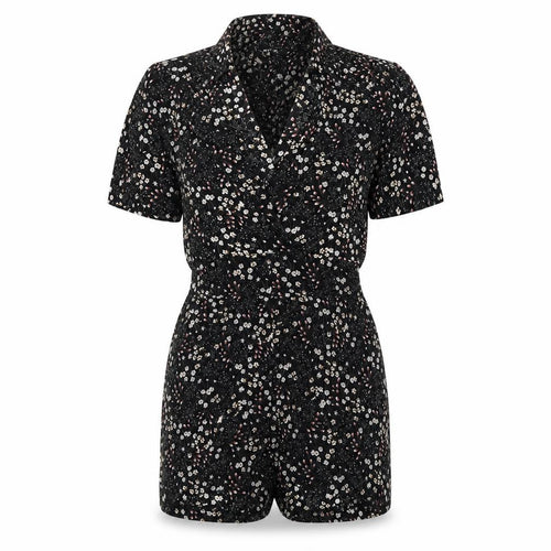 Oh My Days Womens Black Floral Viscose Playsuit One-Piece Size 8 Zip