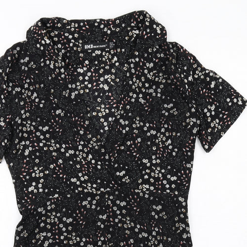 Oh My Days Womens Black Floral Viscose Playsuit One-Piece Size 8 Zip