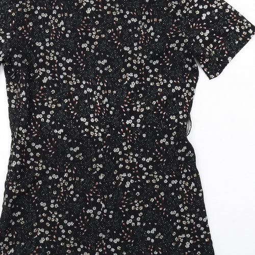 Oh My Days Womens Black Floral Viscose Playsuit One-Piece Size 8 Zip