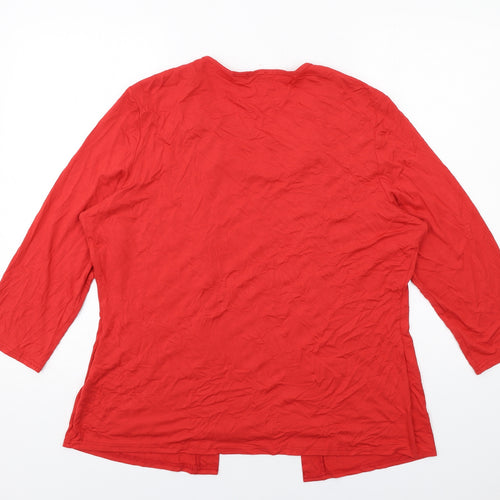 Jenny Lloyd Womens Red Viscose Basic Blouse Size 20 Round Neck - Cardigan Effect