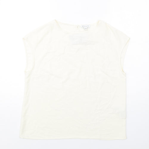 Warehouse Womens Ivory Polyester Basic T-Shirt Size 12 Round Neck