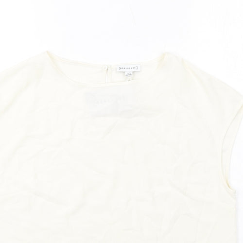 Warehouse Womens Ivory Polyester Basic T-Shirt Size 12 Round Neck