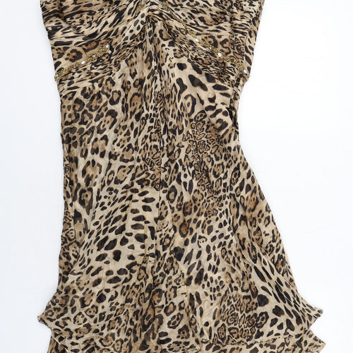 Bagliori Womens Brown Animal Print Polyester A-Line Size 16 Sweetheart Zip - Leopard Print