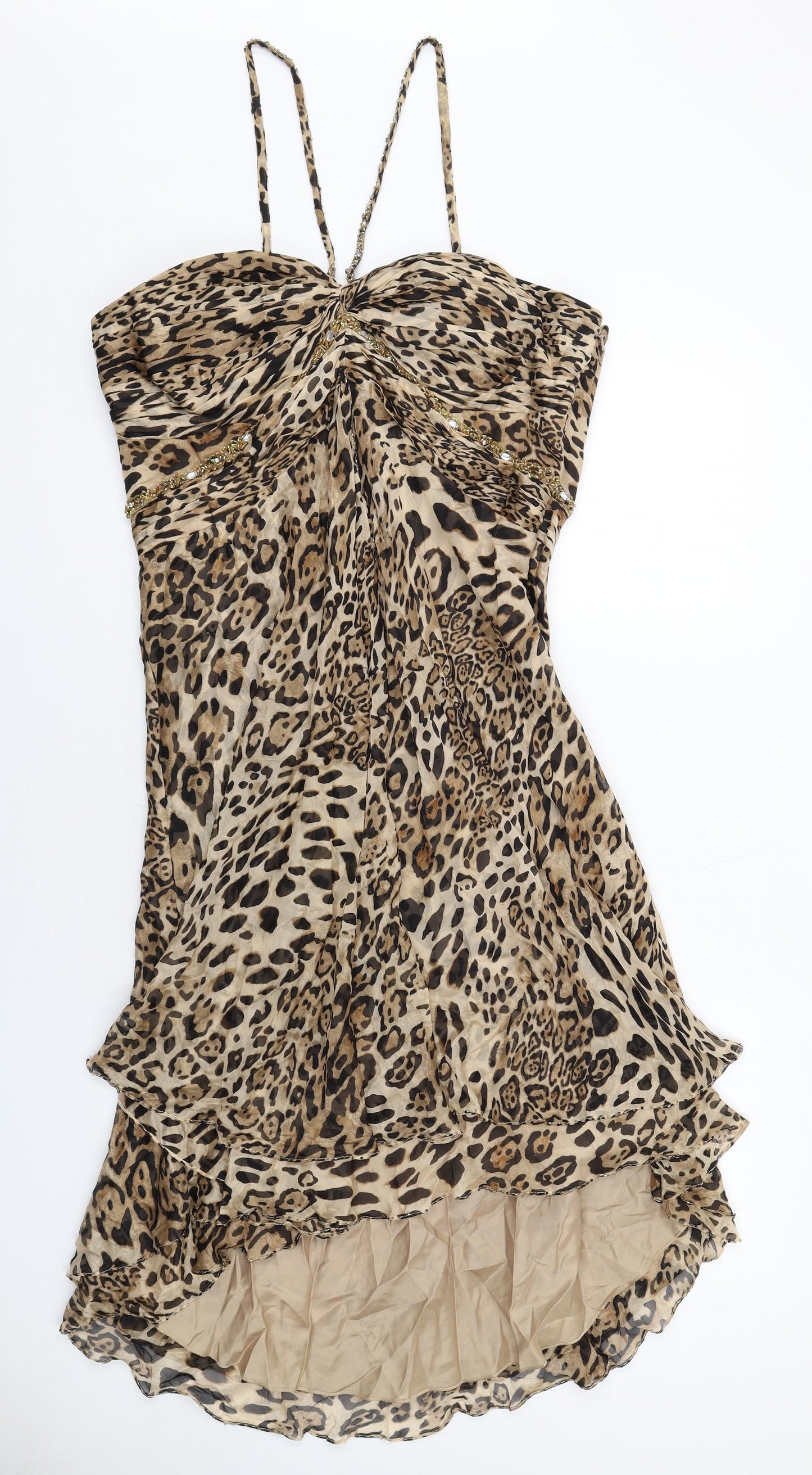 Bagliori Womens Brown Animal Print Polyester A-Line Size 16 Sweetheart Zip - Leopard Print