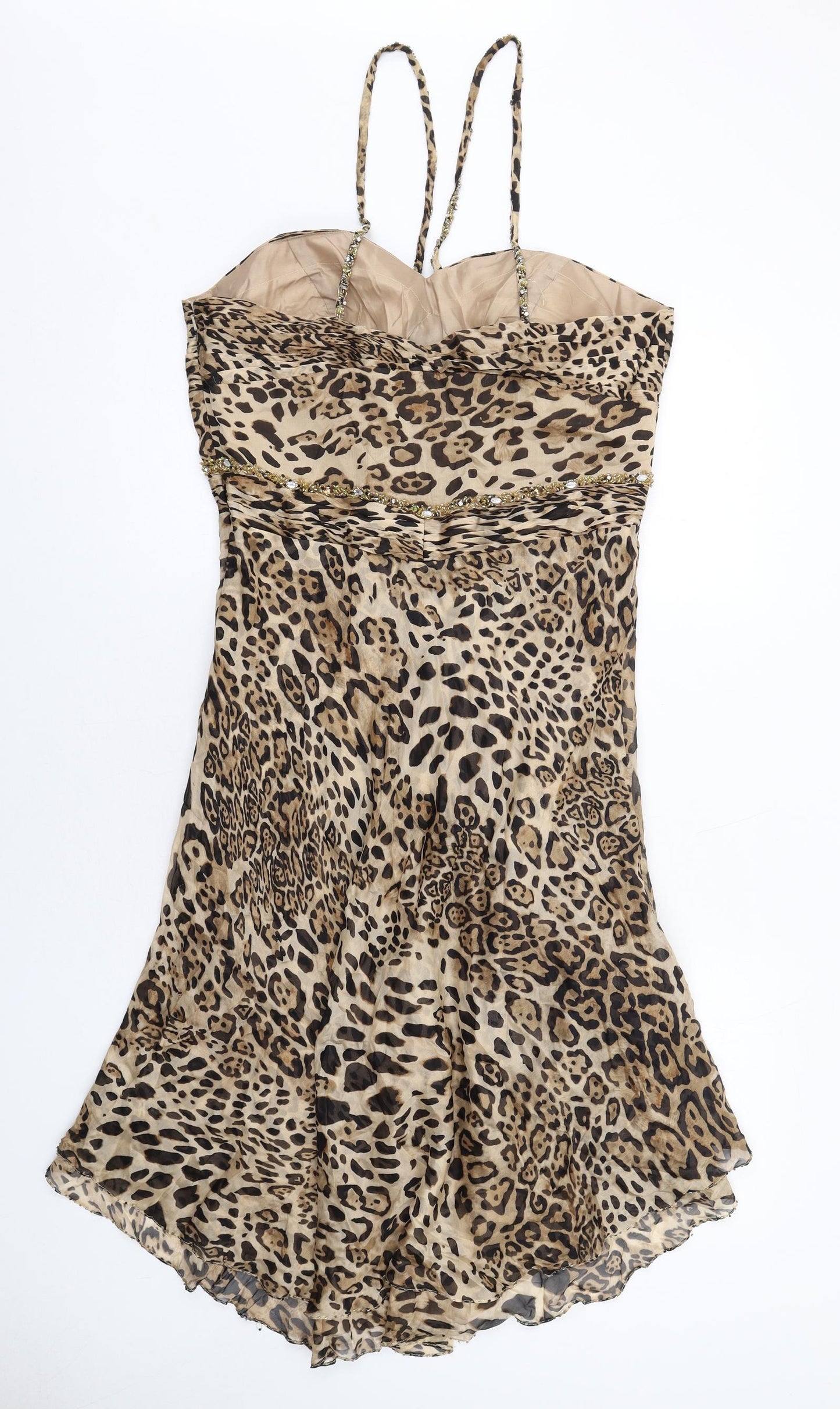 Bagliori Womens Brown Animal Print Polyester A-Line Size 16 Sweetheart Zip - Leopard Print