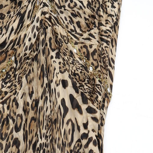 Bagliori Womens Brown Animal Print Polyester A-Line Size 16 Sweetheart Zip - Leopard Print
