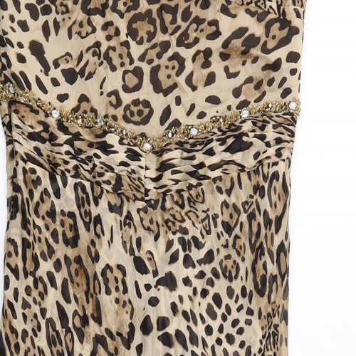 Bagliori Womens Brown Animal Print Polyester A-Line Size 16 Sweetheart Zip - Leopard Print