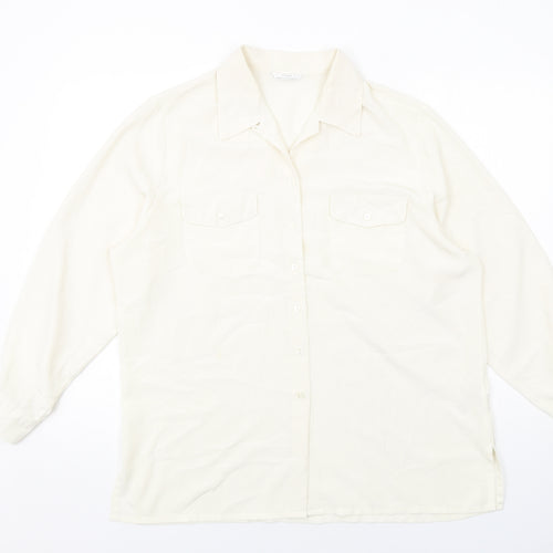 Marks and Spencer Womens Ivory Polyester Basic Button-Up Size 18 Collared