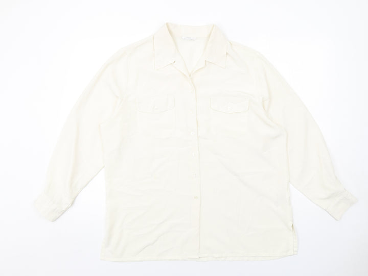 Marks and Spencer Womens Ivory Polyester Basic Button-Up Size 18 Collared