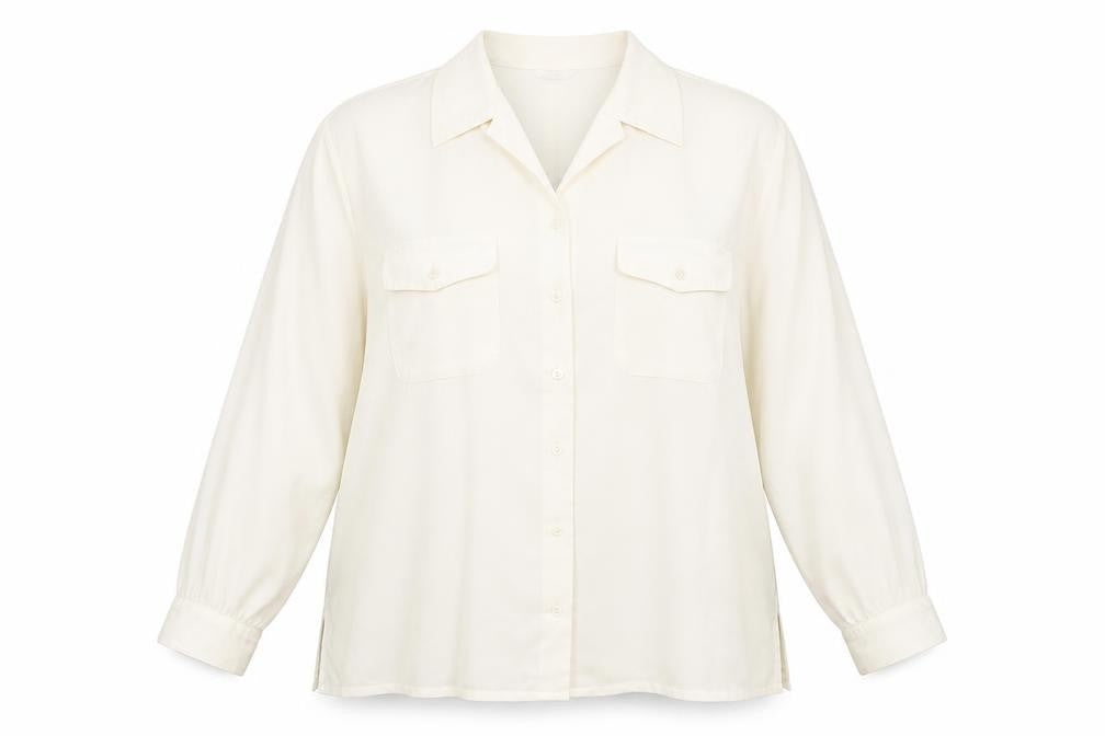 Marks & Spencer Womens Ivory Polyester Basic Button-Up Size 18 Collared