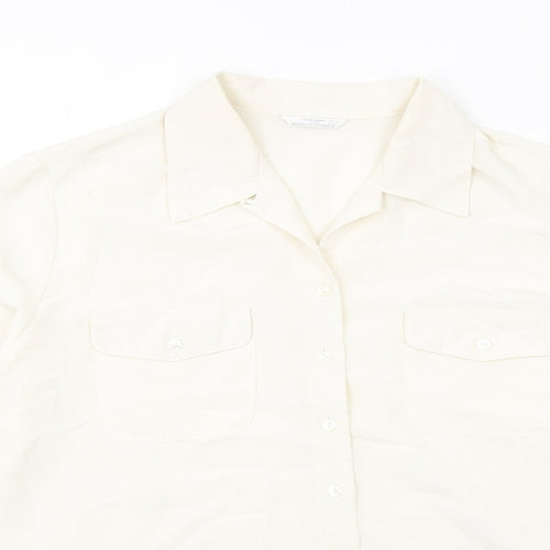Marks and Spencer Womens Ivory Polyester Basic Button-Up Size 18 Collared