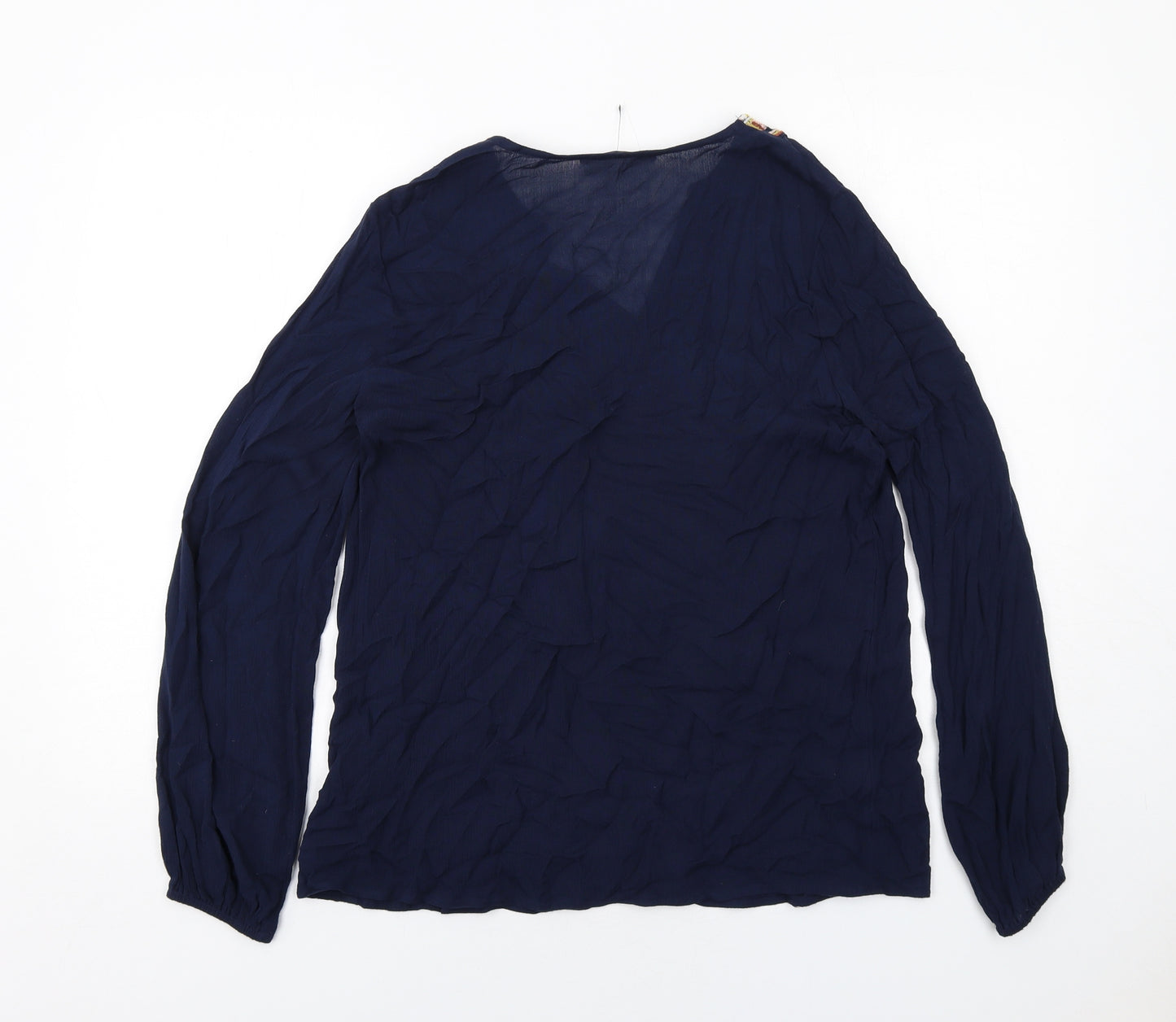 Marks and Spencer Womens Blue Viscose Basic Blouse Size 10 V-Neck