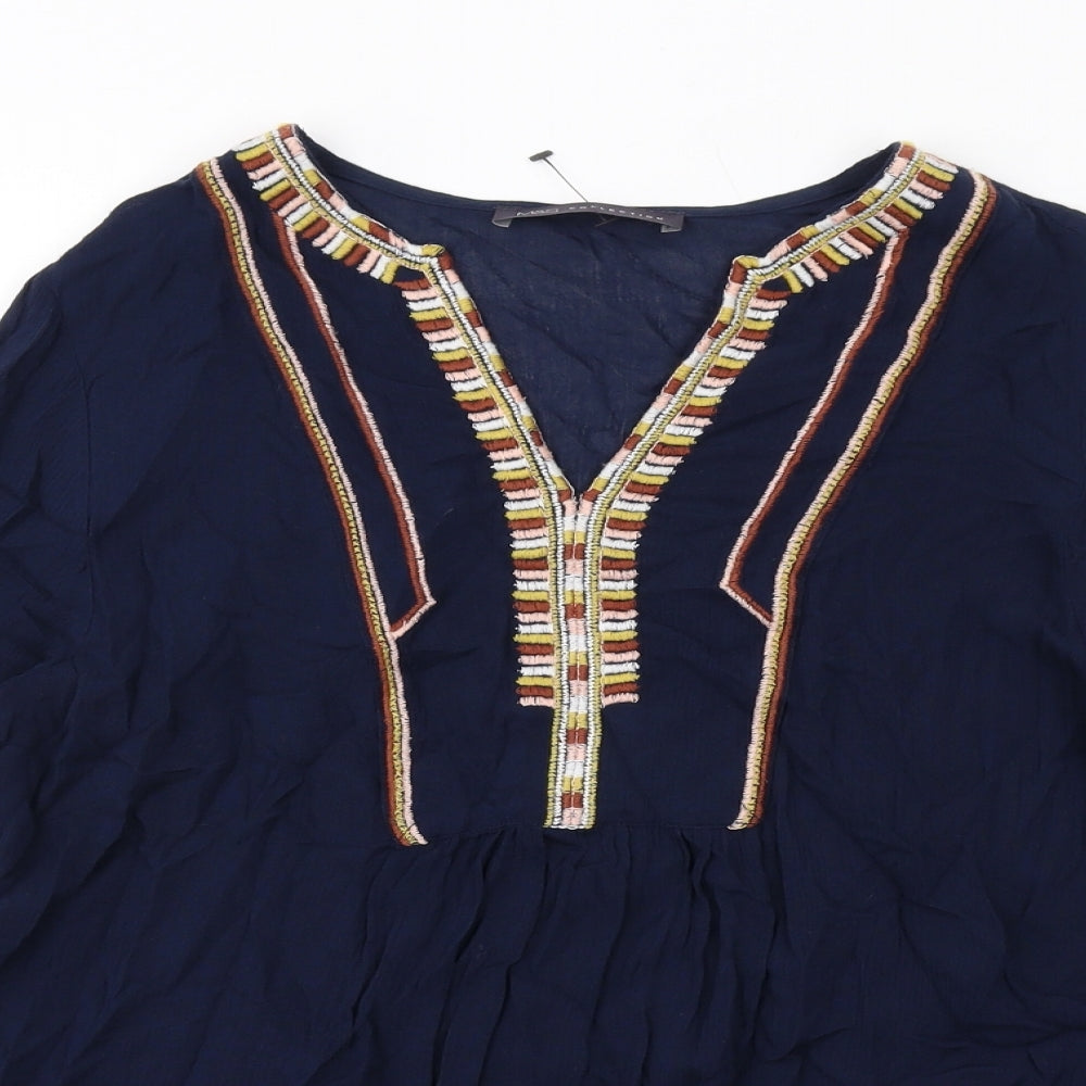Marks and Spencer Womens Blue Viscose Basic Blouse Size 10 V-Neck