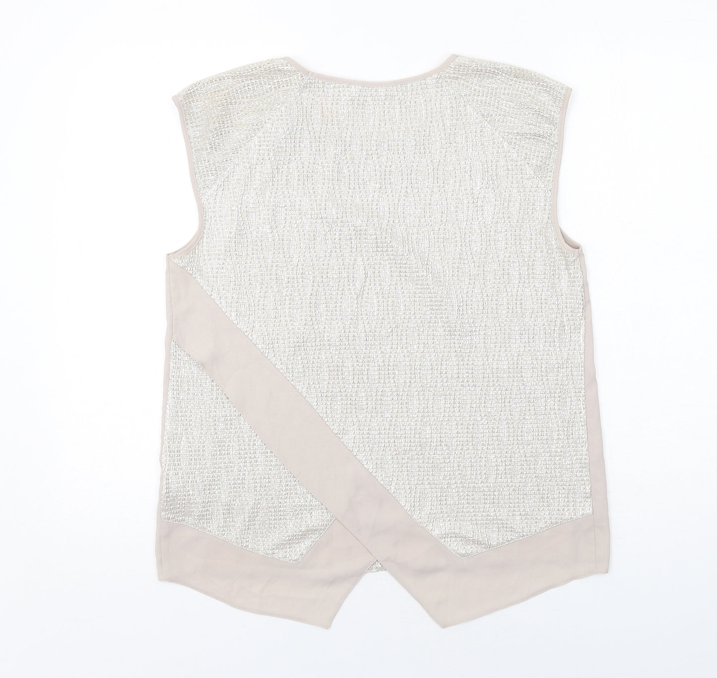 Oasis Womens Beige Polyester Basic Blouse Size M Round Neck