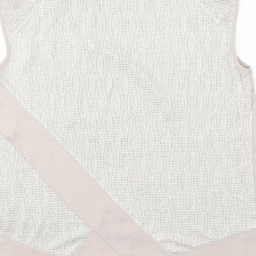 Oasis Womens Beige Polyester Basic Blouse Size M Round Neck