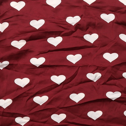 Vera & Lucy Womens Red Geometric Polyester Basic Blouse Size S Round Neck - Heart Pattern