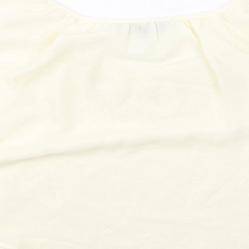 Caroline Morgan Womens Ivory Polyester Basic Blouse Size S Round Neck - Batwing Sleeves Neckline Detail