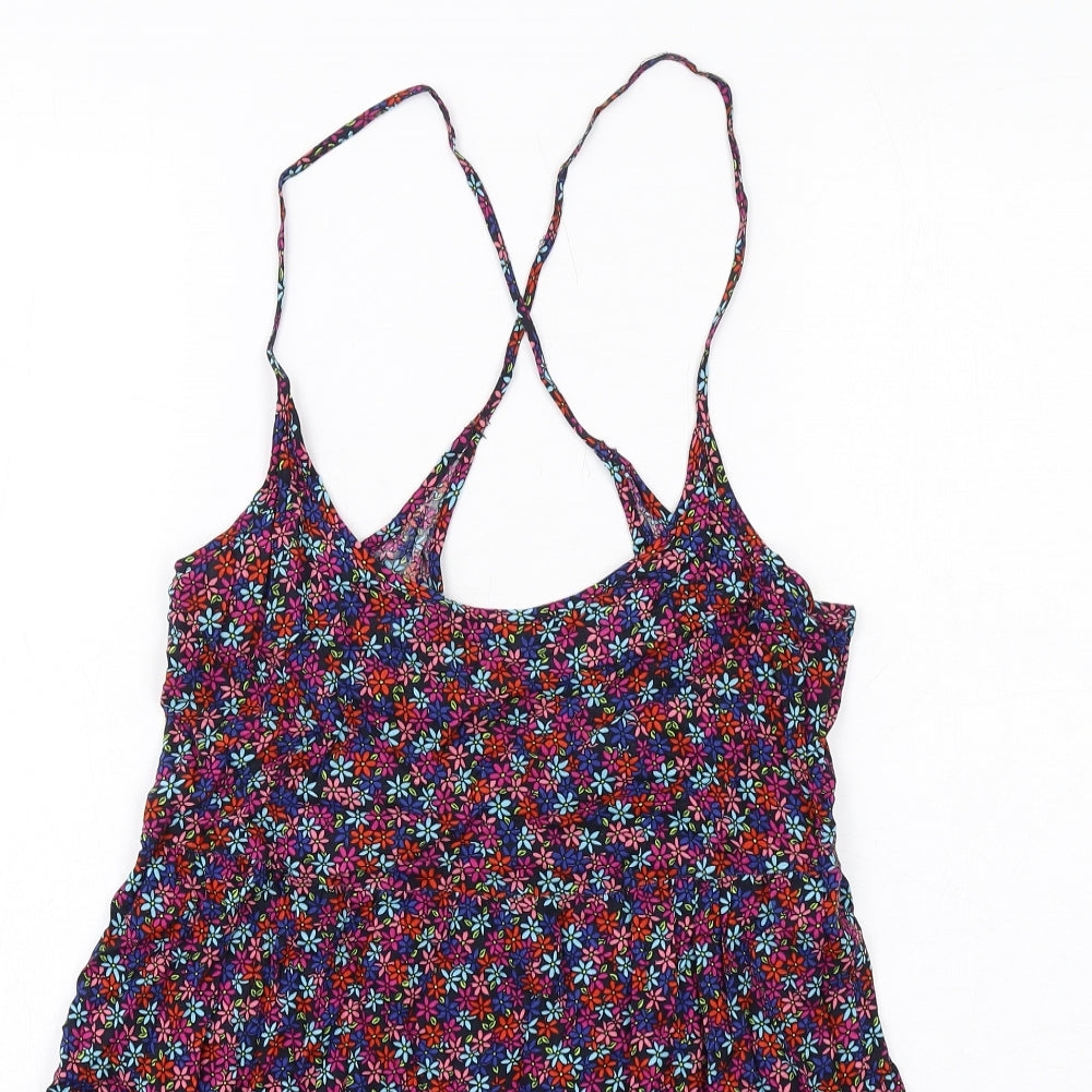 Superdry Womens Multicoloured Floral Viscose Mini Size S Scoop Neck Pullover