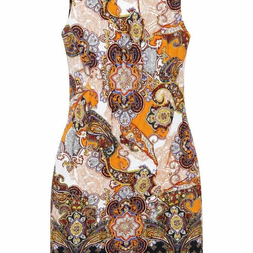 Dorothy Perkins Womens Multicoloured Paisley Viscose Shift Size 8 Boat Neck Zip