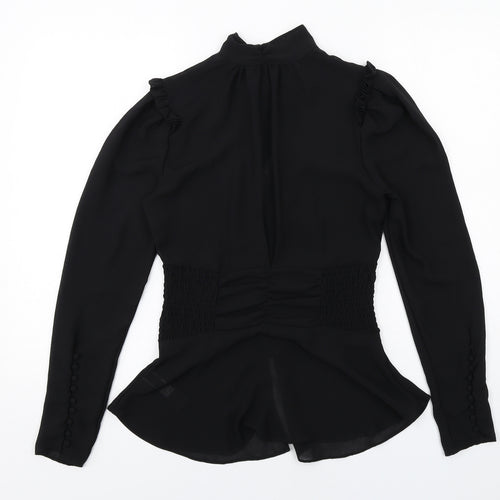 NEXT Womens Black Polyester Basic Blouse Size 8 Mock Neck - Peplum