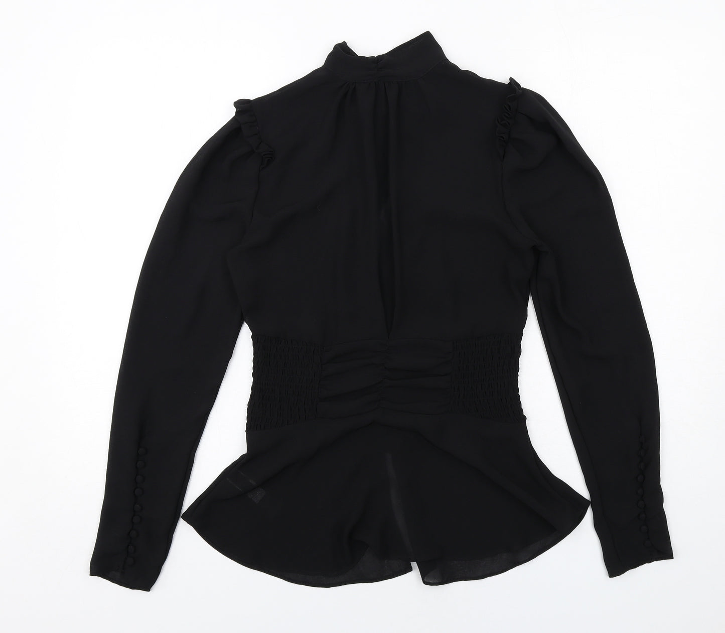 NEXT Womens Black Polyester Basic Blouse Size 8 Mock Neck - Peplum
