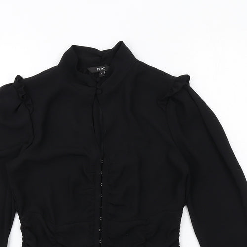 NEXT Womens Black Polyester Basic Blouse Size 8 Mock Neck - Peplum