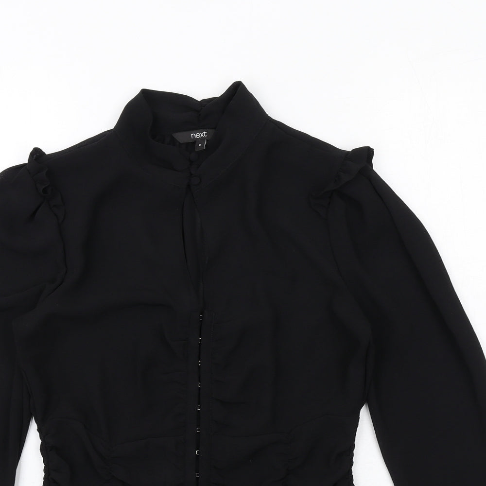 NEXT Womens Black Polyester Basic Blouse Size 8 Mock Neck - Peplum