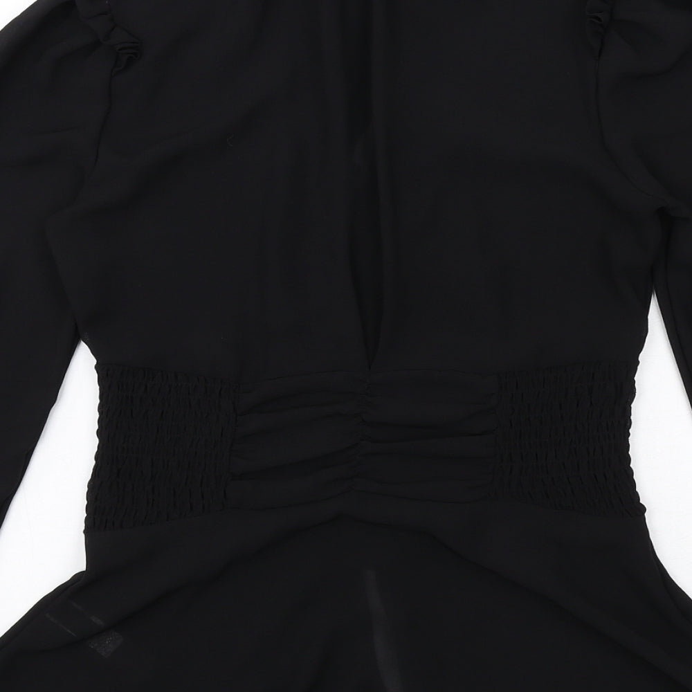 NEXT Womens Black Polyester Basic Blouse Size 8 Mock Neck - Peplum