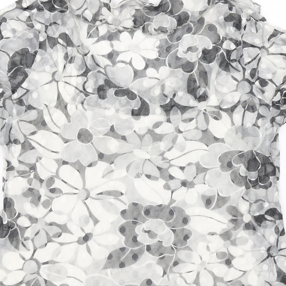 Per Una Womens Grey Floral Polyamide Basic Blouse Size 14 V-Neck