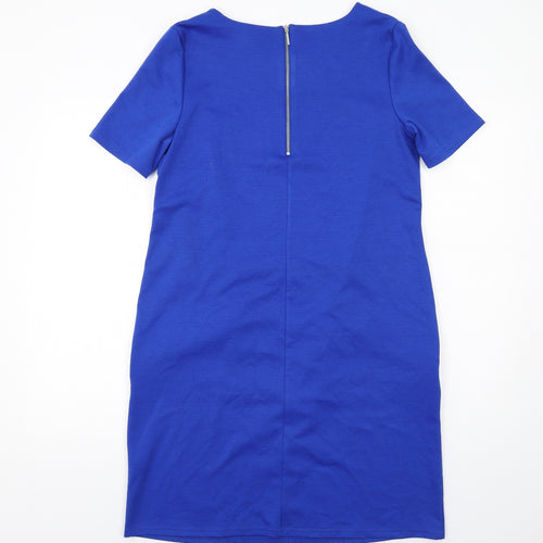 Wallis Womens Blue Polyester Shift Size 12 Boat Neck Zip
