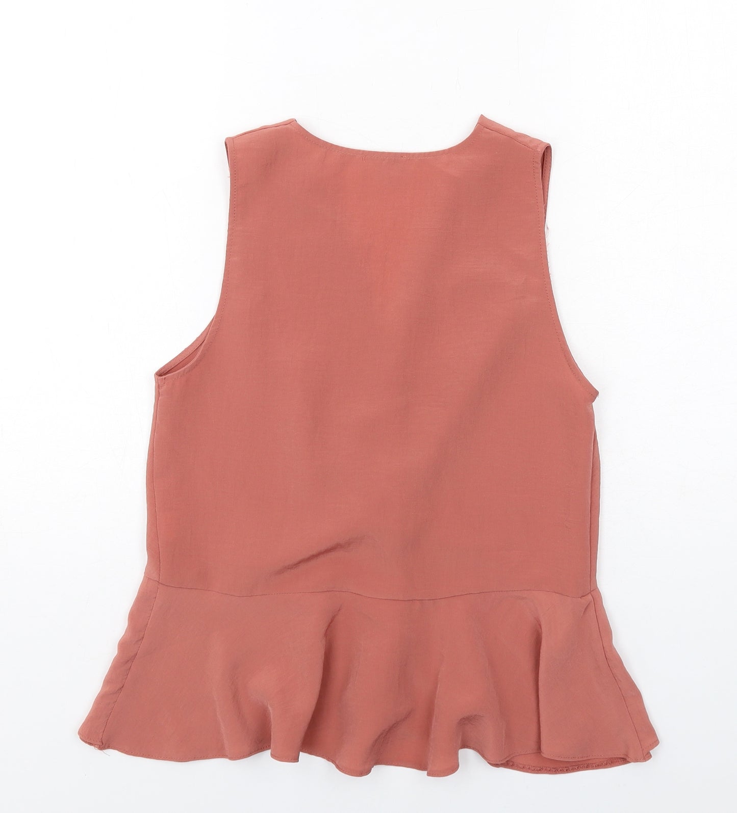 River Island Womens Pink Polyester Basic Blouse Size 10 V-Neck